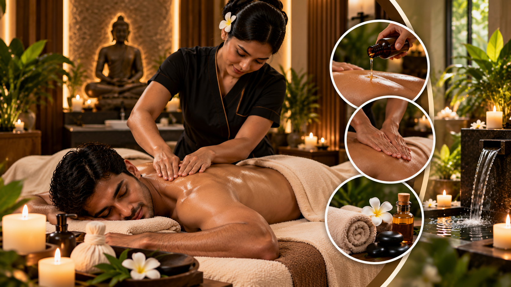 Swedish massage session for a male client at Infinity Beauty & Spa in Madhapur